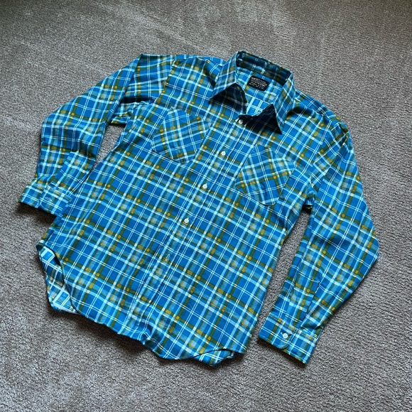 VTG 80’s JC Penny Light Blue Flannel Shirt - Picture 2 of 4